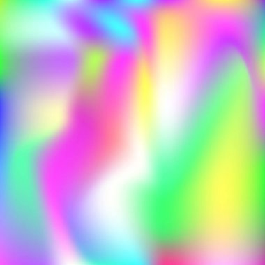 Holografik soyut arkaplan. Gradyan örgülü çok renkli holografik arkaplan. 90 'lar, 80' ler modası. Pankart, broşür, kapak tasarımı, mobil arayüz, web uygulaması için yanardöner grafik şablonu.