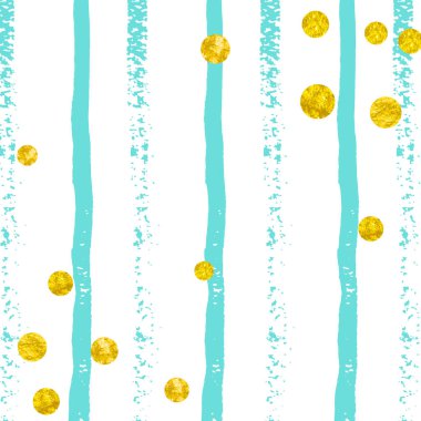 Turkuaz şeritli altın parıltılı konfeti. Metalik pırıltısıyla düşen pullar. Parti davetiyesi, afiş, afiş, doğum günü kartı için altın parıltılı konfeti şablonu..