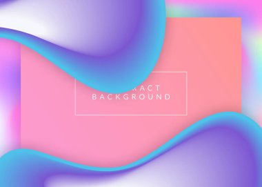 İniş sayfası. Modern modayla birlikte holografik 3d arkaplan. Canlı gradyan örgüsü. Neon mobil, afiş çerçevesi. Sıvı dinamik elementler ve sıvı şekilli iniş sayfası.