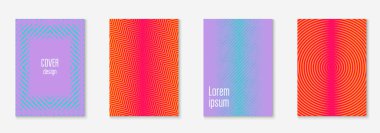 Gradyan kapak şablonu ayarlandı. Yarım tonlu asgari modayla. Afiş, sunum ve broşür için gelecek eğilimli kapak şablonu. Minimalist renkli şekiller. Soyut iş illüstrasyonu