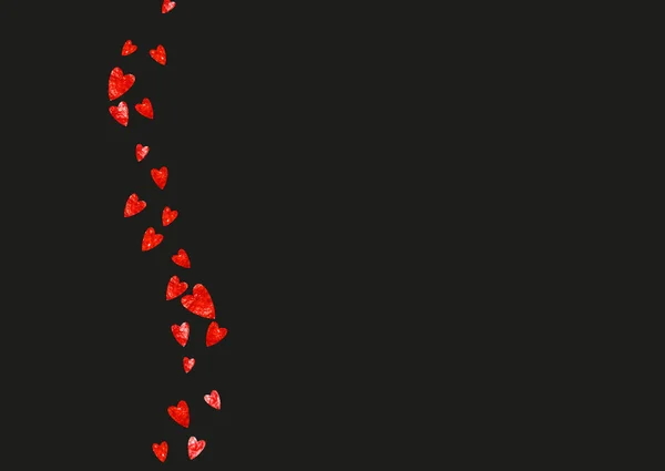 Fond Bordure Coeur Avec Paillettes Roses Saint Valentin Confiseries Vectorielles — Image vectorielle