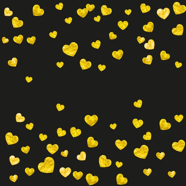 Bruids Achtergrond Met Gouden Glitter Hartjes Valentijnsdag Vectorconfetti Handgetekende Textuur — Stockvector