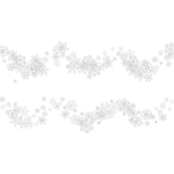 Snowflakes Falling White Background Merry Christmas Happy New Year Theme — Stock Vector