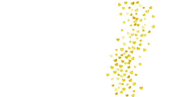 Серцевий Кордон Валентинів День Золотим Блиском Лютого Вектор Конфетті Шаблону — стоковий вектор