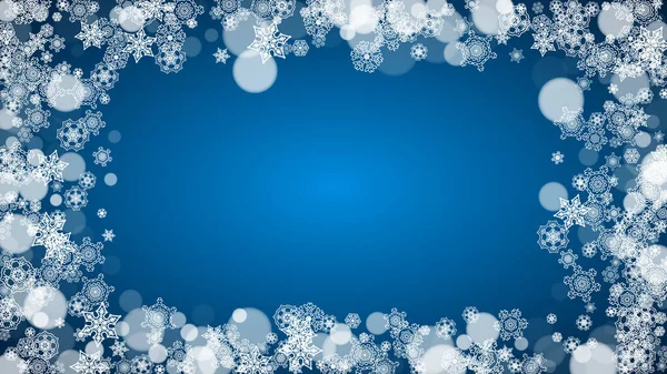 Copos Nieve Cayendo Sobre Fondo Azul Navidad Año Nuevo Tema — Vector de stock