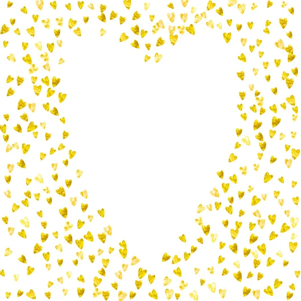 Grunge Sfondo Cuore San Valentino Con Glitter Oro Febbraio Coriandoli — Vettoriale Stock