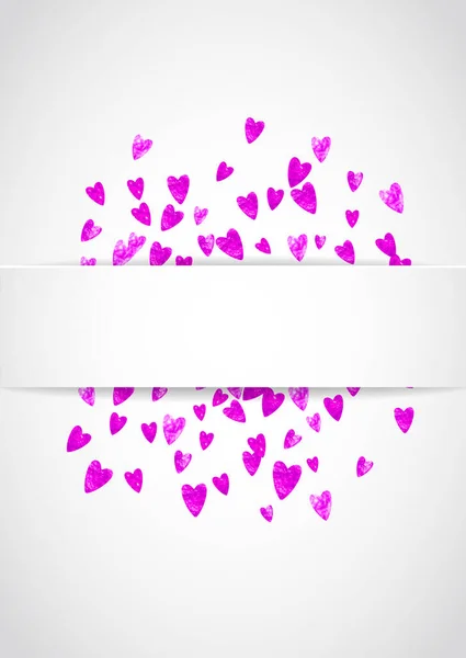 Valentijnskaartje Met Roze Glitterhartjes Februari Dag Vector Confetti Voor Valentijnskaartje — Stockvector