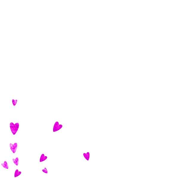 Herzrahmen Hintergrund Mit Rosa Glitzern Valentinstag Vektorkonfetti Handgezeichnete Textur Love — Stockvektor