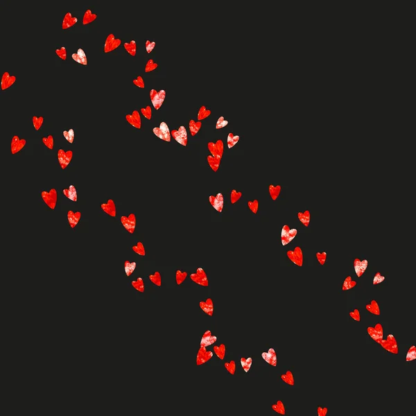 Herzrand Hintergrund Mit Rosa Glitzern Valentinstag Vektorkonfetti Handgezeichnete Textur Liebe — Stockvektor