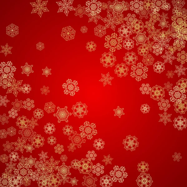 Copos Nieve Navideños Sobre Fondo Rojo Marco Brillo Para Banderas — Vector de stock