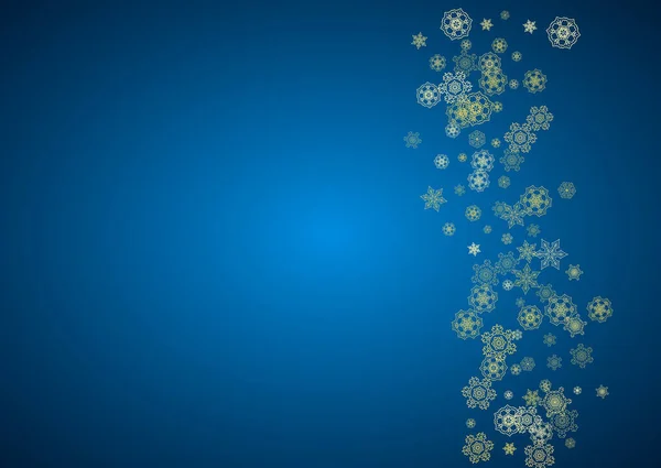 Nieve Año Nuevo Sobre Fondo Azul Copos Nieve Dorados Navidad — Vector de stock