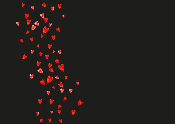 Fundo Dos Namorados Com Corações Brilhantes Vermelhos Fevereiro Vector Confetti — Vetor de Stock