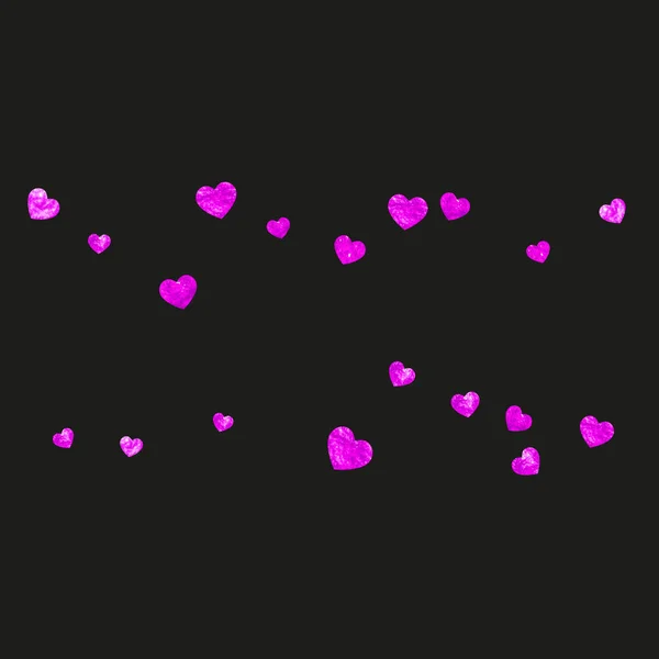 발렌틴의 심장은 반짝반짝 빛나고 있습니다 발렌타인데 템플릿에 Vector Confetti 그림그리기 — 스톡 벡터