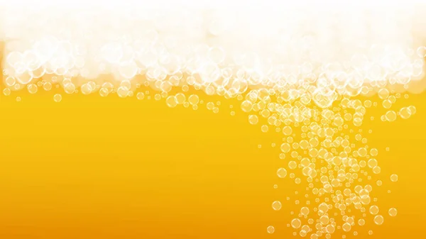 ビール泡だ クラフトラガースプラッシュ オクトーバーフェストの背景 現実的な白い泡とエールの冷たいピント バーメニューのテンプレートのための冷たい液体ドリンク ビール泡とオレンジのジャグ — ストックベクタ