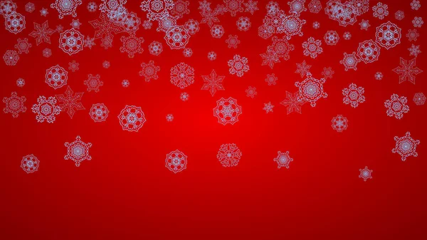 红色背景上有雪花的圣诞框架 圣诞老人的颜色 水平圣诞框架为假日横幅 特别优惠 雪花飞扬 雪花飞扬 庆祝胜利 — 图库矢量图片