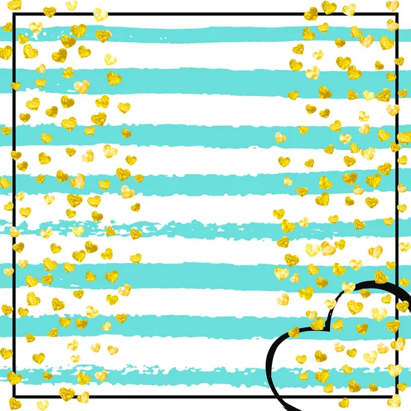 Ślubne Konfetti Sercem Turkusowym Pasku Sekweny Metalicznym Połyskiem Iskrami Projekt — Wektor stockowy