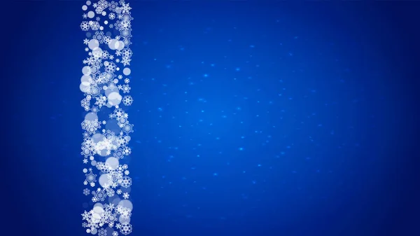 Wintergrens Met Witte Sneeuwvlokken Voor Kerstmis Nieuwjaarsviering Horizontale Wintergrens Blauwe — Stockvector