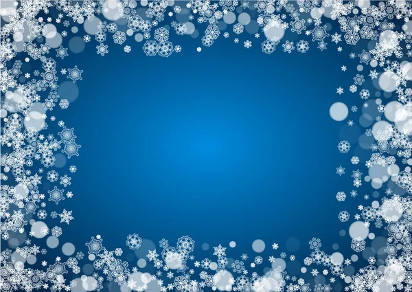 Los Copos Nieve Año Nuevo Sobre Fondo Azul Tema Horizontal — Vector de stock