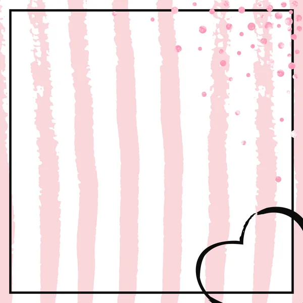 Glitter Rosa Punteggiano Coriandoli Sulle Strisce Bianche Paillettes Cadenti Con — Vettoriale Stock