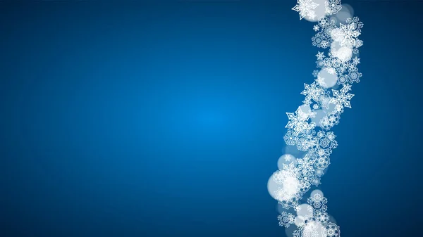 Kerst Frame Met Vallende Sneeuw Blauwe Achtergrond Horizontaal Vrolijk Kerstframe — Stockvector