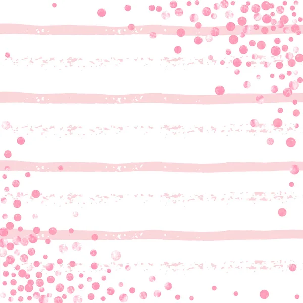Рожевий Блиск Точок Конфетті Білих Смужках Випадкові Падіння Блискіток Глянцевими — стоковий вектор