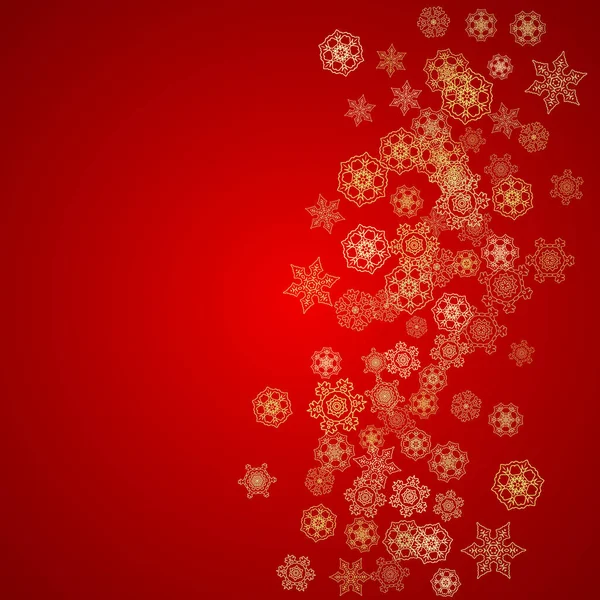 Weihnachten Schneeflocken Auf Rotem Hintergrund Glitzerrahmen Für Saisonale Winterbanner Geschenkgutscheine — Stockvektor