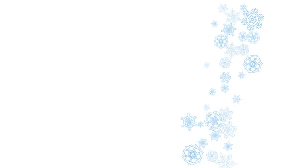 圣诞节和新年庆祝活动的蓝色雪片冬季框架 横向冬季框架白色背景的横幅 优惠券 聚会活动 飘落的霜雪 — 图库矢量图片