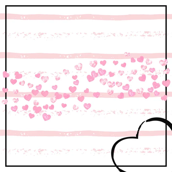 Confeti Brillo Boda Con Corazones Rayas Rosadas Lentejuelas Caídas Con — Vector de stock