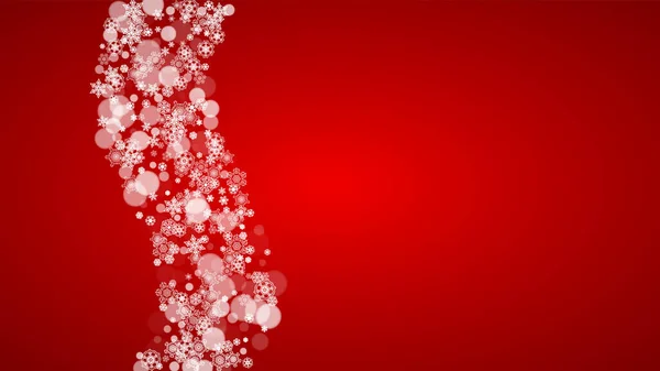 Kerst Achtergrond Met Witte Sneeuwvlokken Rode Achtergrond Kerstman Kleuren Nieuwjaar — Stockvector