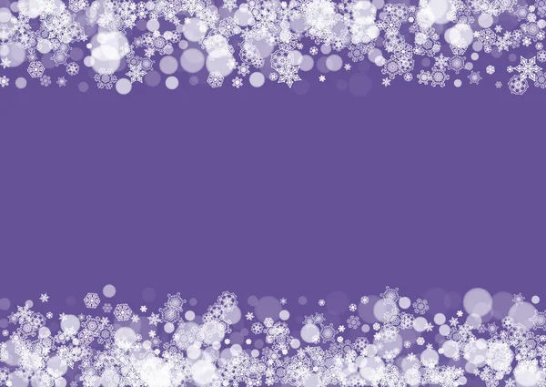 Bannière Flocons Neige Avec Neige Ultraviolette Nouvel Toile Fond Cadre — Image vectorielle