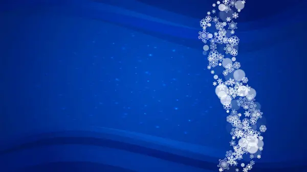 水平方向の冬の背景に白い雪の結晶と雪の国境 メリークリスマスと季節の販売 バナー 招待状 小売オファーのための幸せな新年の雪の国境 雪が降ってる 冬の窓 — ストックベクタ