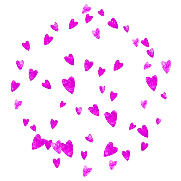 Fronteira Coração Para Dia Dos Namorados Com Brilho Rosa Fevereiro —  Vetores de Stock