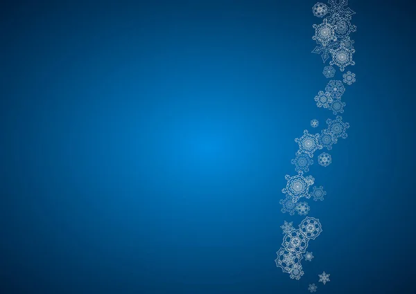 銀の霜の雪の結晶と新年の背景 水平方向の背景 休日のバナー カードのためのスタイリッシュな新年の背景 季節の特別オファーや販売のための輝きとフレークで雪が降る — ストックベクタ