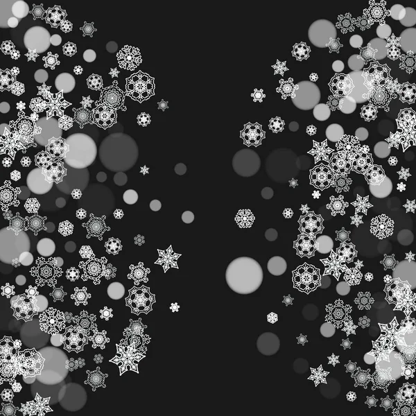 Flocons Neige Tombant Sur Fond Noir Joyeux Noël Bonne Année — Image vectorielle