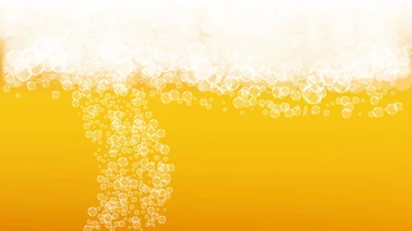 啤酒背景 牛皮纸喷溅 Oktoberfest泡沫 酒吧传单的设计 泡沫啤酒与现实的白色泡沫 带有啤酒背景的橙杯冷饮 — 图库矢量图片