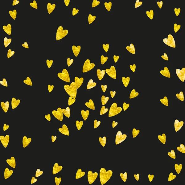 Venta San Valentín Con Corazones Brillo Oro Febrero Vector Confetti — Archivo Imágenes Vectoriales