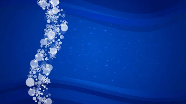 Flocos Neve Natal Fundo Azul Com Brilhos Quadro Horizontal Para — Vetor de Stock