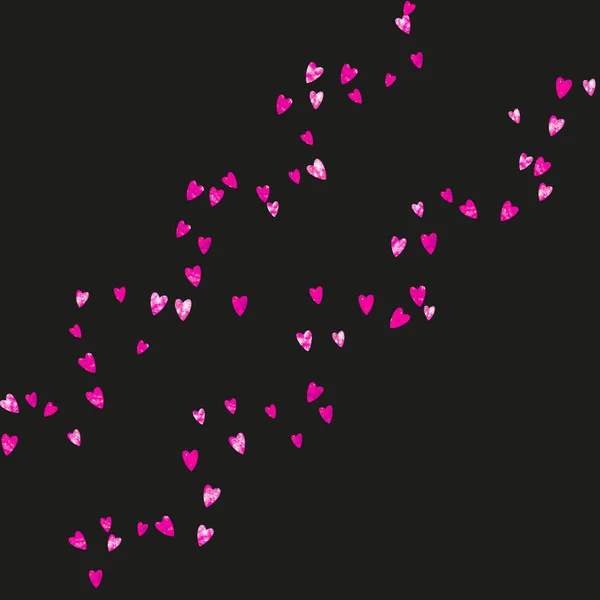 Tarjeta San Valentín Con Corazones Purpurina Rosa Febrero Vector Confetti — Archivo Imágenes Vectoriales