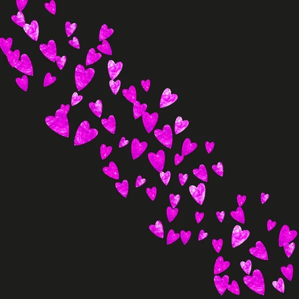 情人节的框架与粉色闪光的心脏 2月14日情人节框架模板的向量Confetti 手绘手绘纹理 横幅的爱情主题 — 图库矢量图片