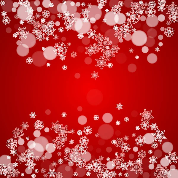 Marco Navidad Con Nieve Cayendo Sobre Fondo Rojo Colores Santa — Vector de stock
