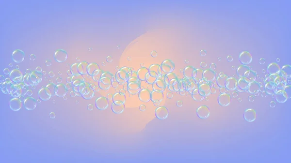 Бульбашки Шампуню Градієнтному Фоні Реалістичні Водяні Бульбашки Прохолодна Рідка Піна — стоковий вектор