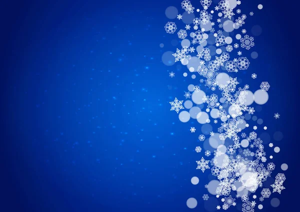 Christmas Border White Snowflakes Blue Background Sparkles Horizontal Merry Christmas — Stock Vector