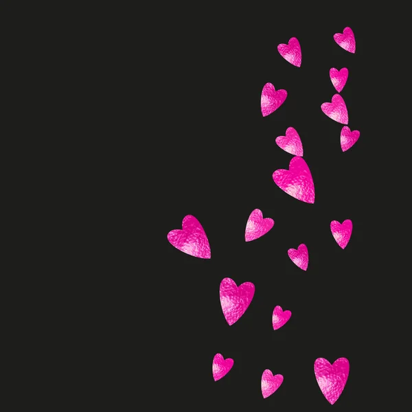 Marco San Valentín Con Corazones Purpurina Rosa Febrero Vector Confetti — Archivo Imágenes Vectoriales