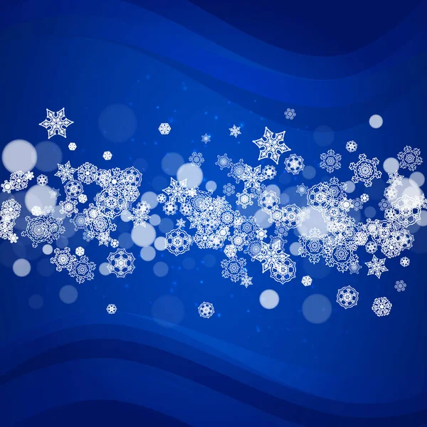 New Year Border White Snowflakes Winter Background Merry Christmas Happy — Stock Vector