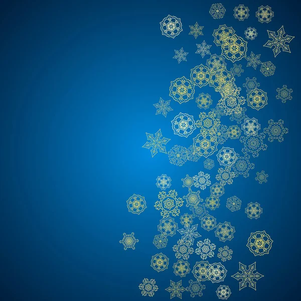 Nieve Año Nuevo Sobre Fondo Azul Copos Nieve Dorados Navidad — Vector de stock