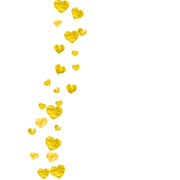 Граница Сердца День Святого Валентина Золотыми Блестками Февраля День Векторные — стоковый вектор