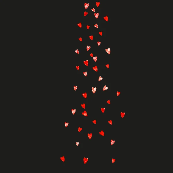 赤い輝きとバレンタインデーのためのグランジハートの背景 2月14日 グランジハートの背景用ベクトルコンフェッティ 手描きの質感 ギフト券 バウチャー イベントのための愛のテーマ — ストックベクタ