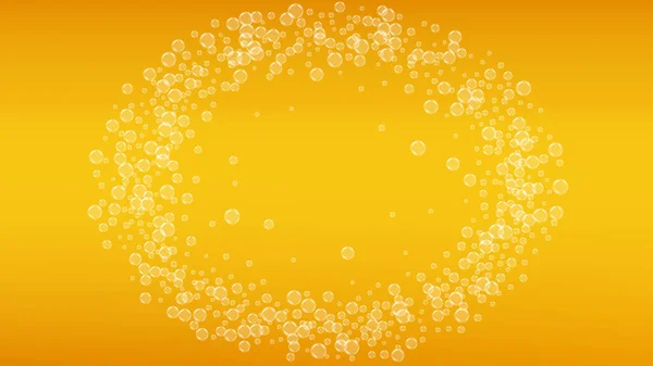 Pivní Pozadí Realistickými Bublinami Chladný Tekutý Nápoj Pro Design Jídelního — Stockový vektor