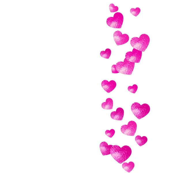 Marco San Valentín Con Corazones Purpurina Rosa Febrero Vector Confetti — Vector de stock