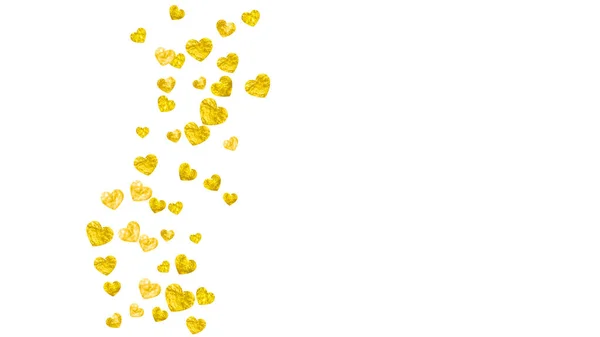 Серцевий Кордон Валентинів День Золотим Блиском Лютого Вектор Конфетті Шаблону — стоковий вектор